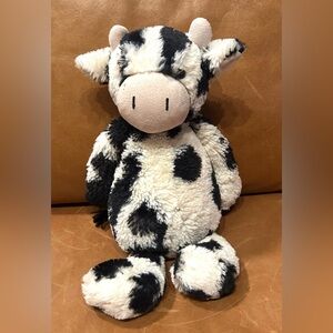 Jellycat Bartholomew Cow Plush Toy Stuffed Animal Black White 12"